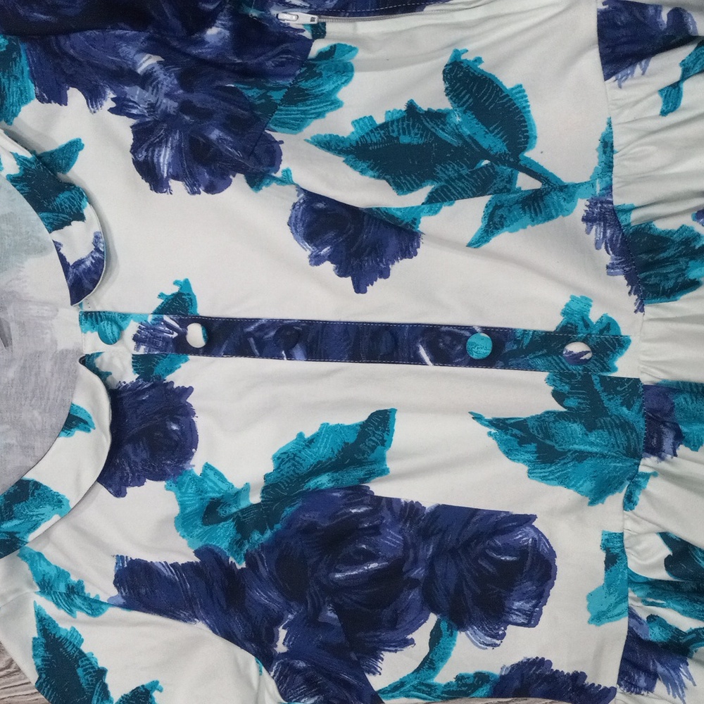 Pinup Couture Women's Blue Vintage Rose Print Midi Dress - Picture 10 of 16